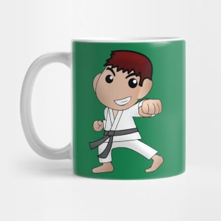 Karate Boy Punch Kawaii Male Anime Cartoon Character Mug